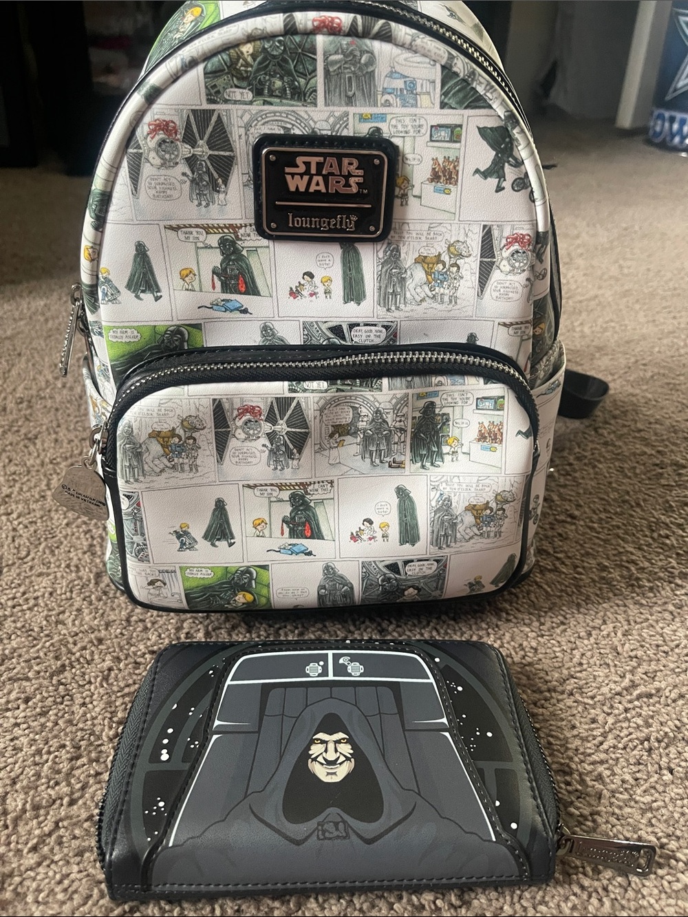 Loungefly Star Wars Comic Panel Mini Backpack and wallet